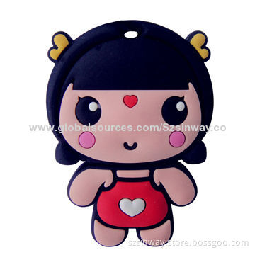 Rubber Girl-shaped USB Flash Drive with 2 to 64GB Capacity, NAND Flash Memory Chip